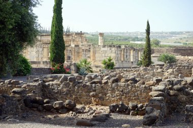 Capernaum, İsrail - Mayıs 2018 yaklaşık antik kenti kalıntıları