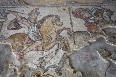 Zippori, Israil-Circa Mayıs 2018 Nil evinde yerde mozaikler