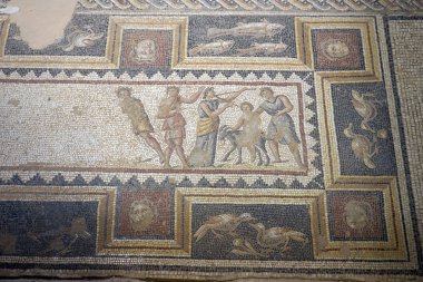 Zippori, İsrail - Mayıs 2018 yaklaşık yerde mozaikler