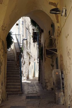 Nazareth, İsrail - Mayıs 2018 yaklaşık eski şehirdeki sokak