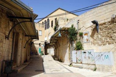 Nazareth, İsrail - Mayıs 2018 yaklaşık eski şehirdeki sokak