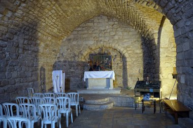 Nazareth, İsrail - Mayıs 2018 yaklaşık sinagog kilisenin sunak