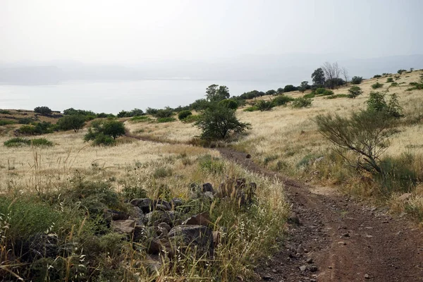 Onverharde Weg Buurt Van Kinnereth Lake Galilee Israel — Stockfoto