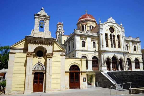 Heraklion Grekland Circa Maj 2018 Kyrkan Och Saint Minas Katedral — Stockfoto
