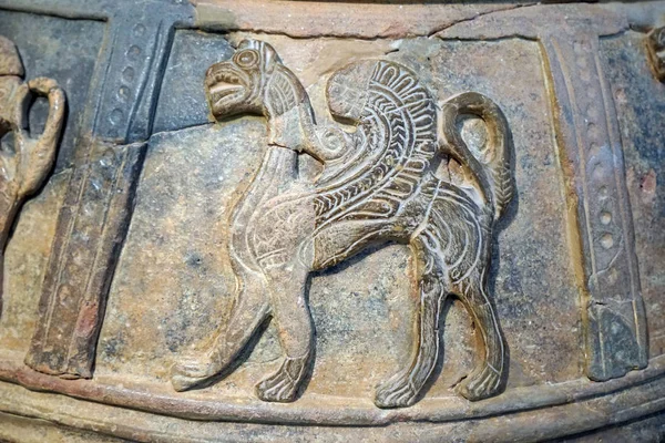 Гераклион Греция Circa May 2018 Bas Relief Lion Wings Acrhaeological — стоковое фото