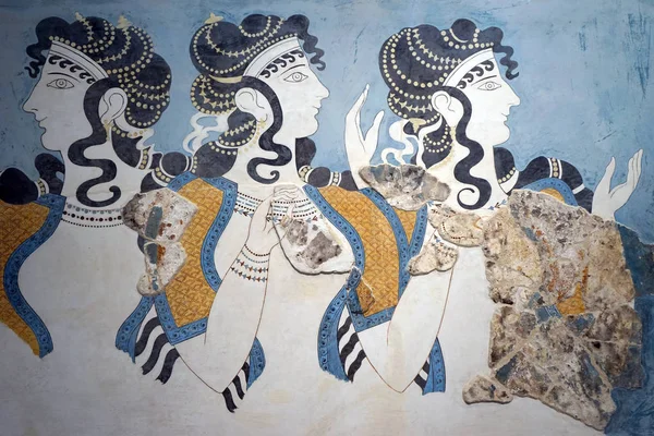 Heraklion Řecko Cca Května 2018 Dámy Modré Freska — Stock fotografie