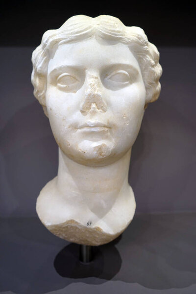 HERAKLION, GREECE - CIRCA MAY 2018 Marble roman head