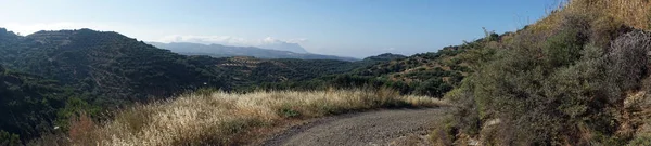 Panorama Com Estrada Ilha Creta Grécia — Fotografia de Stock