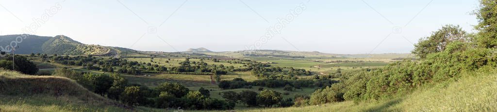 Green valley in Golan Heights in Israel