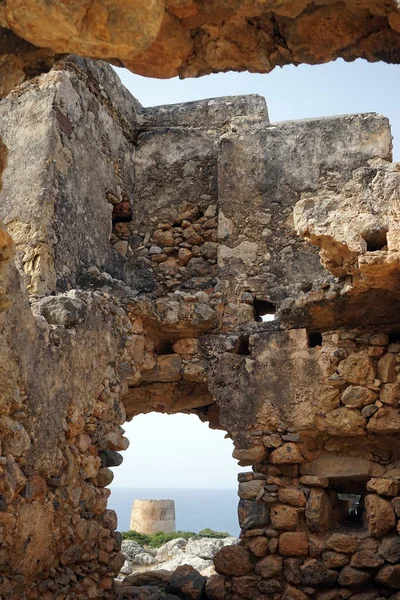 Ruínas Turkiko Kastro Costa Sul Creta Grécia — Fotografia de Stock