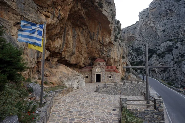 Eglise Agios Nikolaos Dans Canyon Kotsifou Sur Île Crète Grèce — Photo