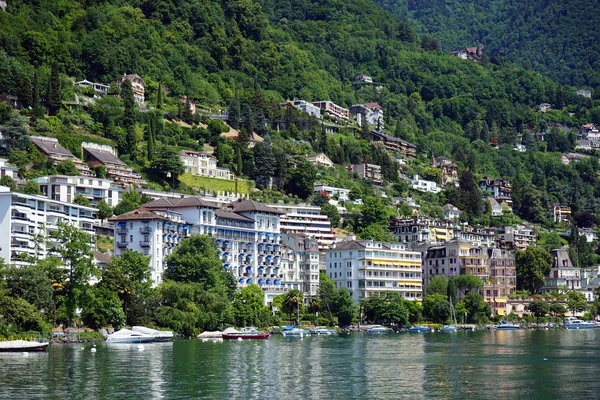 Montreux Suíça Circa Julho 2018 Embankment Edifícios Encosta — Fotografia de Stock