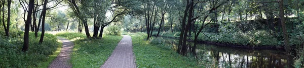 Panorama Footpaths Yauza River Moscow Russia — Stock Photo, Image