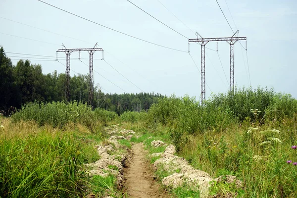 Pylons Footpath Field — Stock Photo, Image