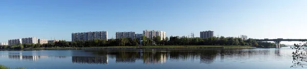 Moscow Russia Circa July 2018 Apartment Buildings Moscow River Brateevo — Stock Photo, Image