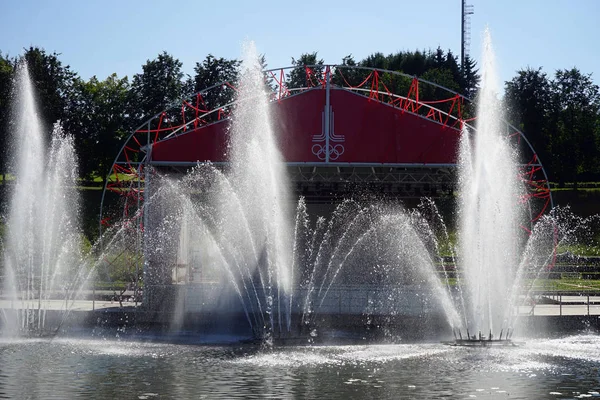 Moscow Russia Circa July 2018 Fountain Moscow Olimpic Park — Stock Photo, Image