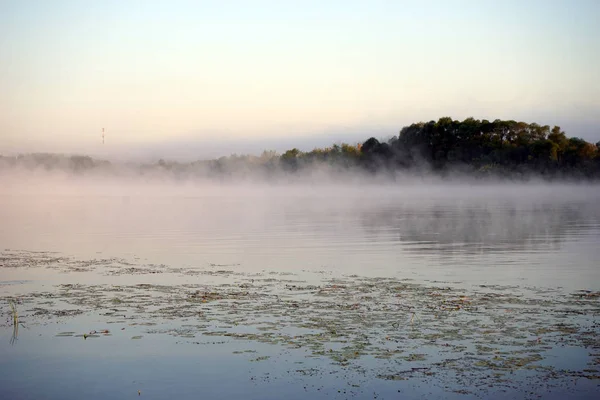 Ομίχλη Στις Όχθες Του Ποταμού Όκα Ρωσία — Φωτογραφία Αρχείου