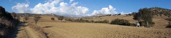 Όργωσε Πεδίο Και Χωματόδρομου Στη Βόρεια Κύπρο — Φωτογραφία Αρχείου