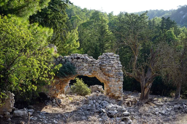 Ruiny Starých Řecké Církve Stromy Severní Kypr — Stock fotografie