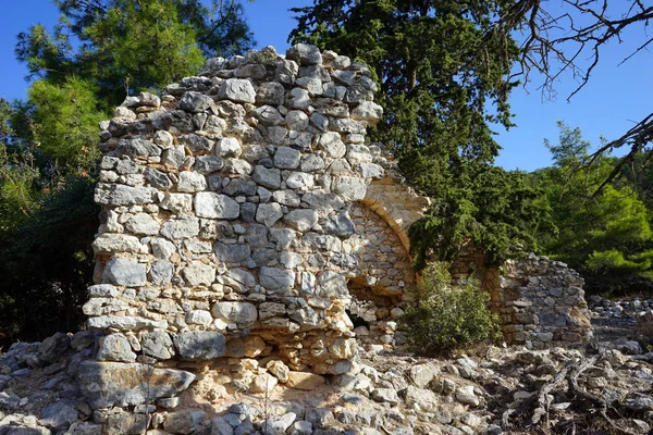 Rovine Della Vecchia Chiesa Greca Alberi Nel Nord Cipro — Foto Stock