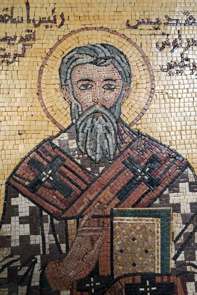 Madaba Jordania Ciurca Października 2018 Mozaikowe Obrazu Kościele Saint George — Zdjęcie stockowe