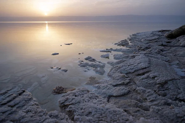 Ηλιοβασίλεμα Από Νεκρά Θάλασσα Στην Ιορδανία — Φωτογραφία Αρχείου