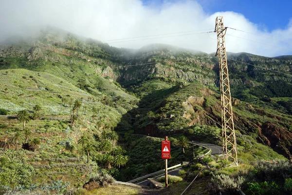 Πεζοπορία Trail Και Άσφαλτο Δρόμο Στο Νησί Gomera Ισπανία — Φωτογραφία Αρχείου