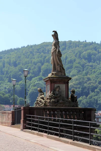 Krásný Heidelberg Německo Pohled Starý Kamenný Most Středověká Mostní Brána — Stock fotografie