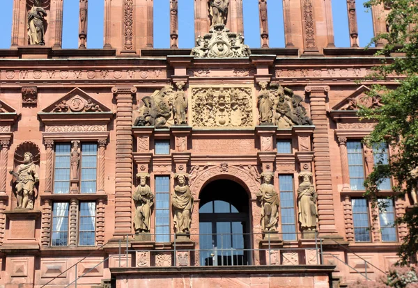 Gevel Van Beroemde Heidelberg Kasteelruïne Duitsland — Stockfoto