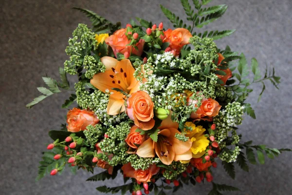 Színes Virágcsokor Virágkompozíció Mint Háttér Vagy Képeslap — Stock Fotó