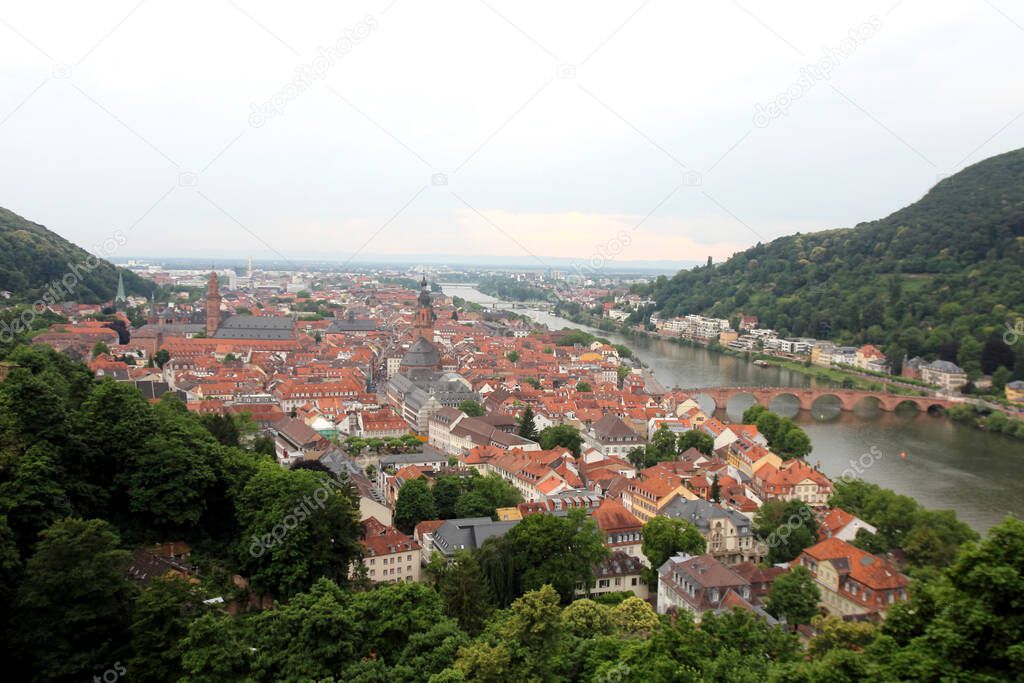 View over Heidelberg, Germany. Heidelberg is the fifth-largest city in the German state of Baden-Wrttemberg. Heidelberg is part of the densely populated Rhine-Neckar Region.