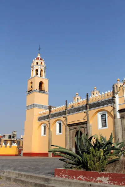 Church San Pedro Apostol Cholula Main Square Cholula Puebla Mexico — 스톡 사진