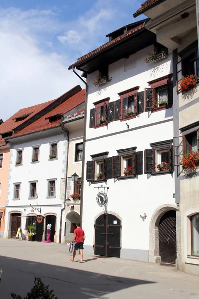 Architettura Storica Skofja Loka Villaggio Medievale Slovenia — Foto Stock