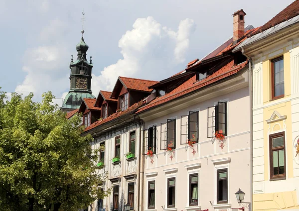 Historische Architektur Von Skofja Loka Dem Mittelalterlichen Dorf Slowenien — Stockfoto