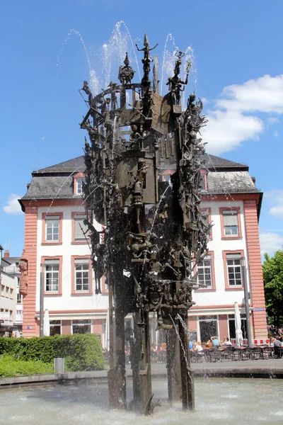 Der Berühmte Fastnachtsbrunnen Mainz Rheinland Pfalz Blasius Spreng Errichtete Den — Stockfoto