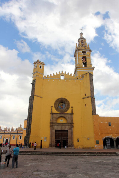 Church of San Pedro Apostol at Cholula Main Square in Cholula, Puebla, Mexico.