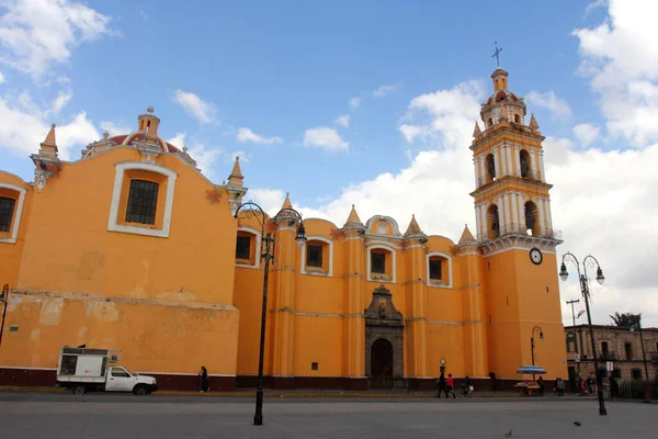 Church San Pedro Apostol Cholula Main Square Cholula Puebla Mexico — 스톡 사진