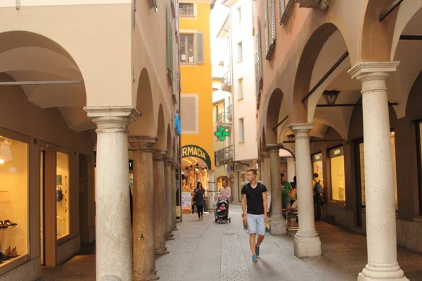 Einkaufsstraße Lugano Kanton Tessin Schweiz — Stockfoto