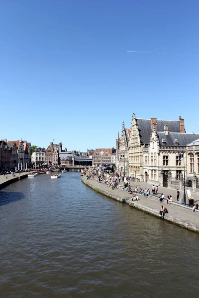 Вид Канал Graslei Город Гент Бельгия Европа — стоковое фото