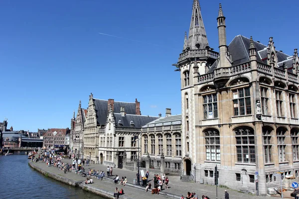 Vista Del Canal Graslei Ciudad Gante Bélgica Europa — Foto de Stock