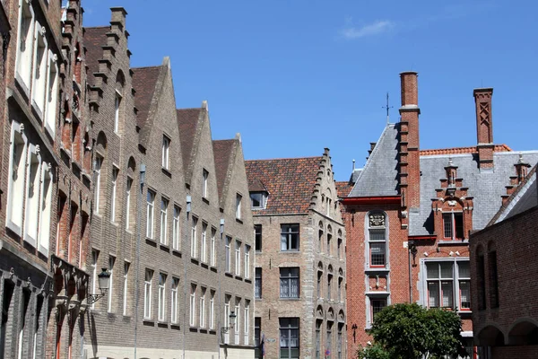 Fasada Zabytkowych Domów Brugii Belgia — Zdjęcie stockowe