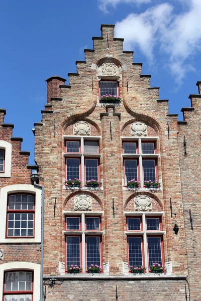 Gevel Van Historische Huizen Brugge België — Stockfoto