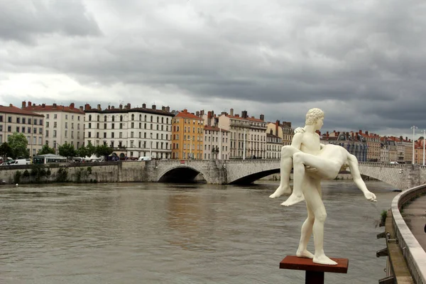 Blick Über Die Saone Auf Die Altstadt Von Lyon Frankreich — Stockfoto