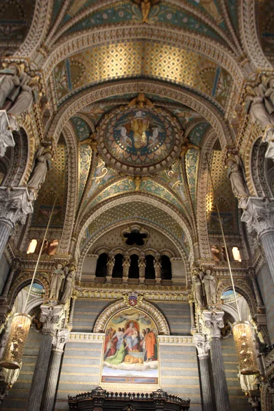 Interiören Lyon Notre Dame Katedralen Frankrike Basilikan Notre Dame Fourviere — Stockfoto