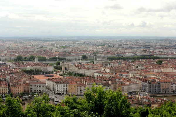 Vista Aérea Del Paisaje Urbano Lyon Francia — Foto de Stock