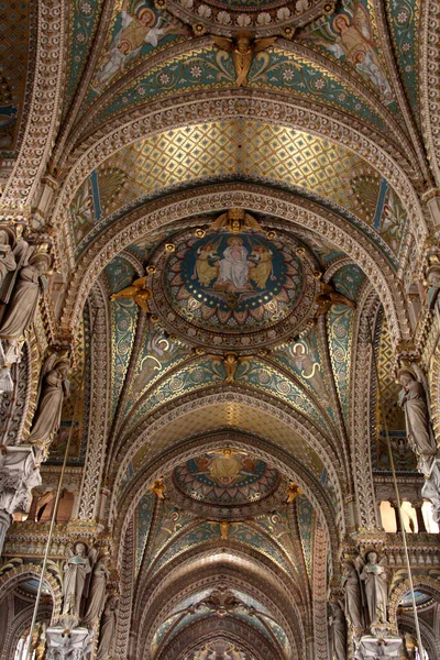 Interiören Lyon Notre Dame Katedralen Frankrike Basilikan Notre Dame Fourviere — Stockfoto