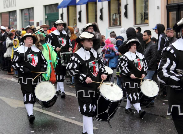 Músicos Desfile Callejero Carnaval Wiesbaden Alemania — Foto de Stock