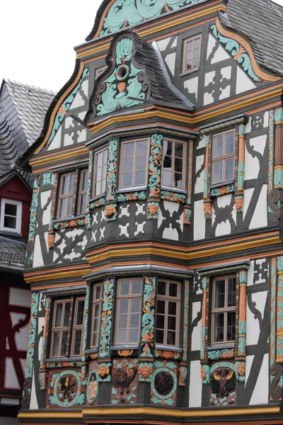 Historická Architektura Idsteinu Hesensko Německo Středověká Architektura Poloroubené Domy Nebo — Stock fotografie