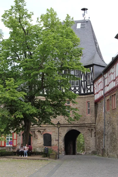 건축과 베르크 헤센의 슈타인에 있었다 독일어 Timber Frame Road Deutsche — 스톡 사진