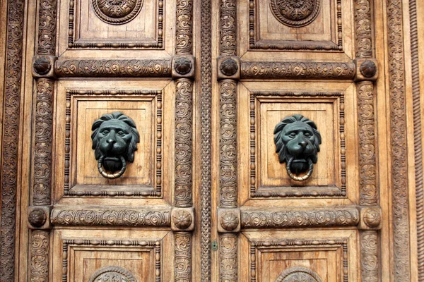 Eine Alte Holztür Mit Ornamenten — Stockfoto